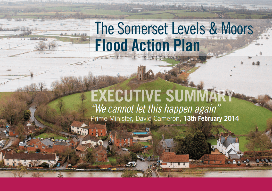 Image of the front cover of the Somerset Levels and Moors Flood Action Plan